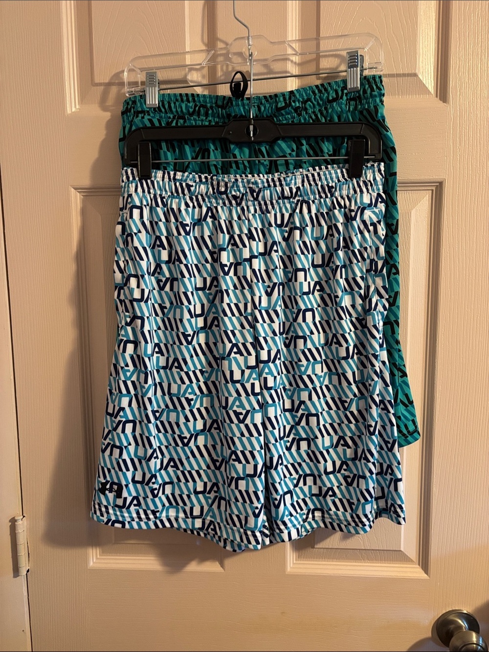 Men’s Under Armour Teal & White and teal &black Patterned Athletic Shorts